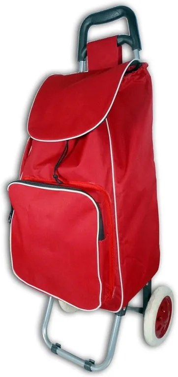 Červený nákupný košík na kolieskach s termou kapsou Jocca