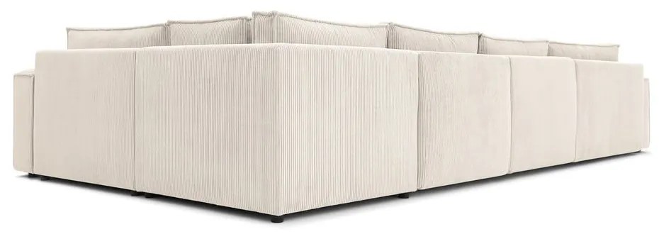 Krémovobiela menčestrová rohová pohovka (pravý roh) Nihad modular – Bobochic Paris