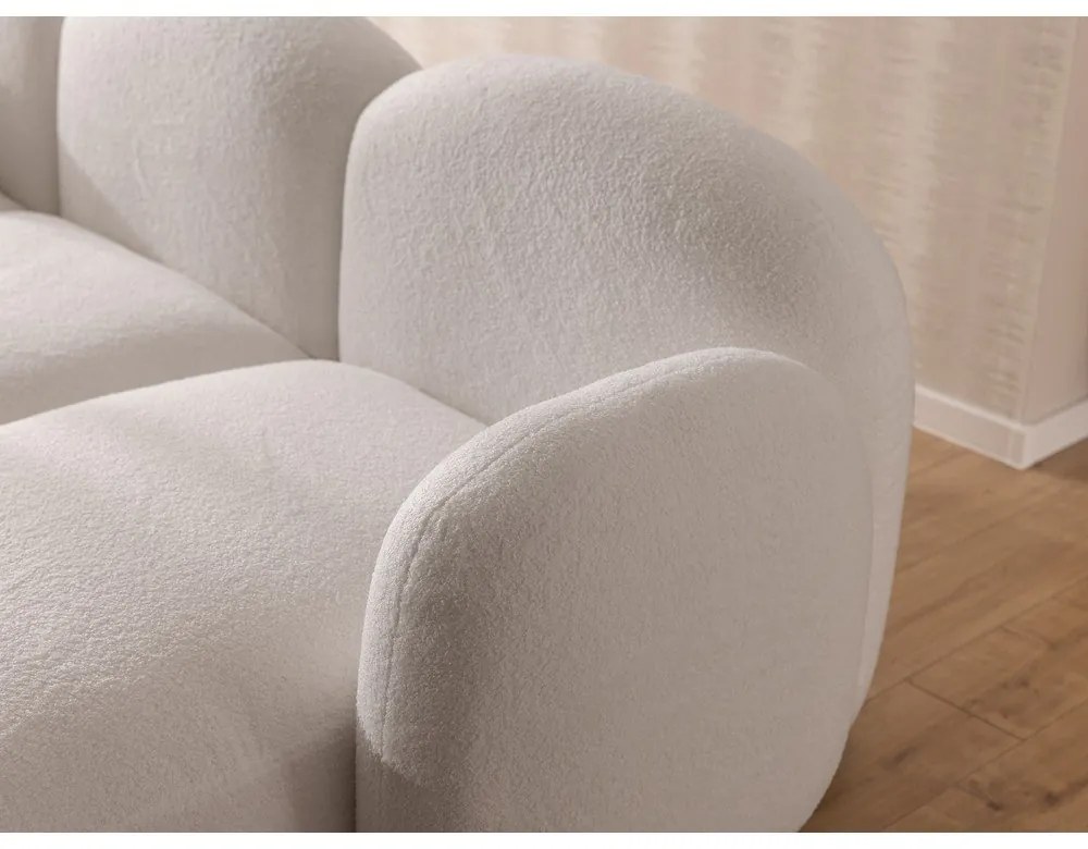 Krémová rohová pohovka z textílie buklé (do tvaru "U") Orbit – Ropez