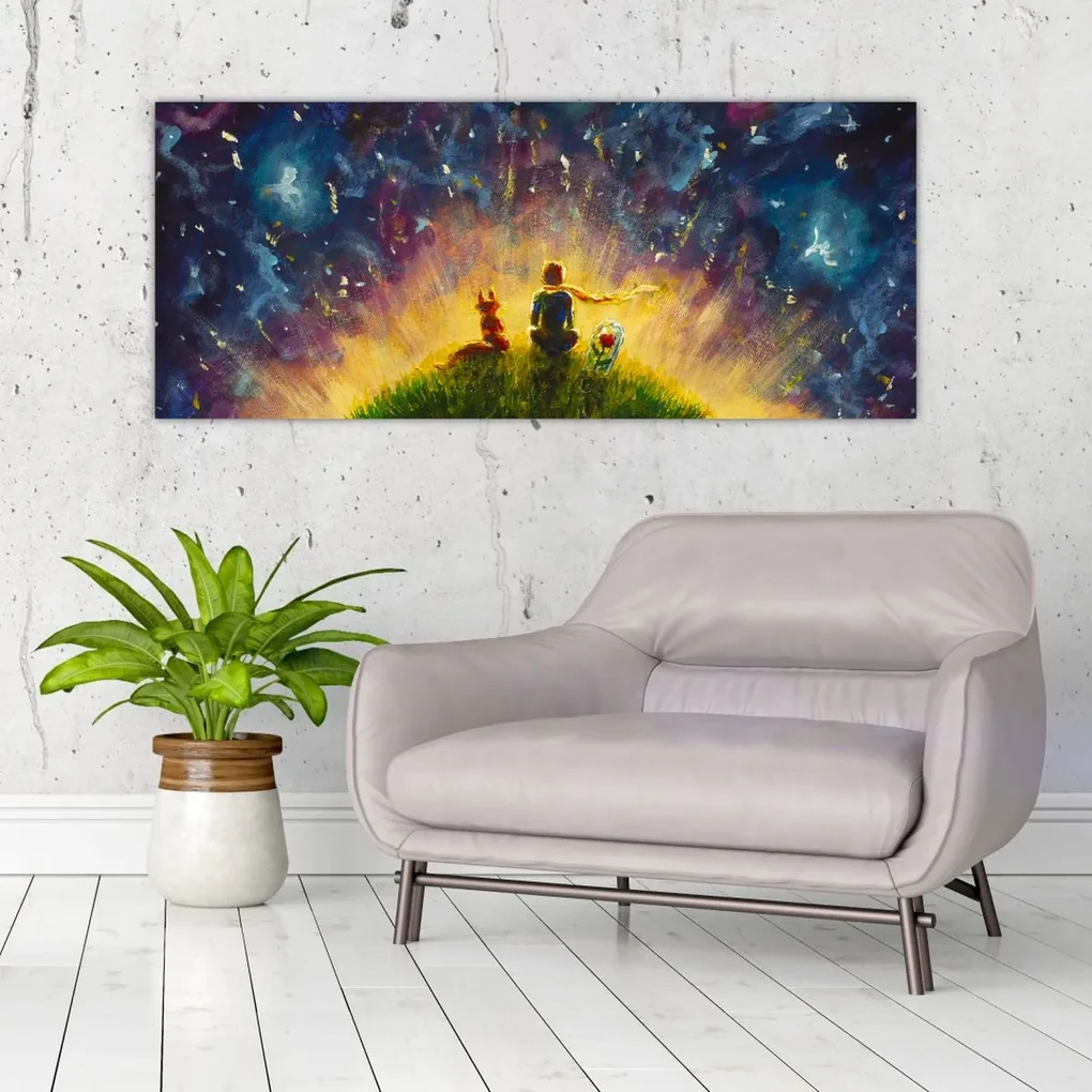 Obraz - Malý princ a líška (120x50 cm)