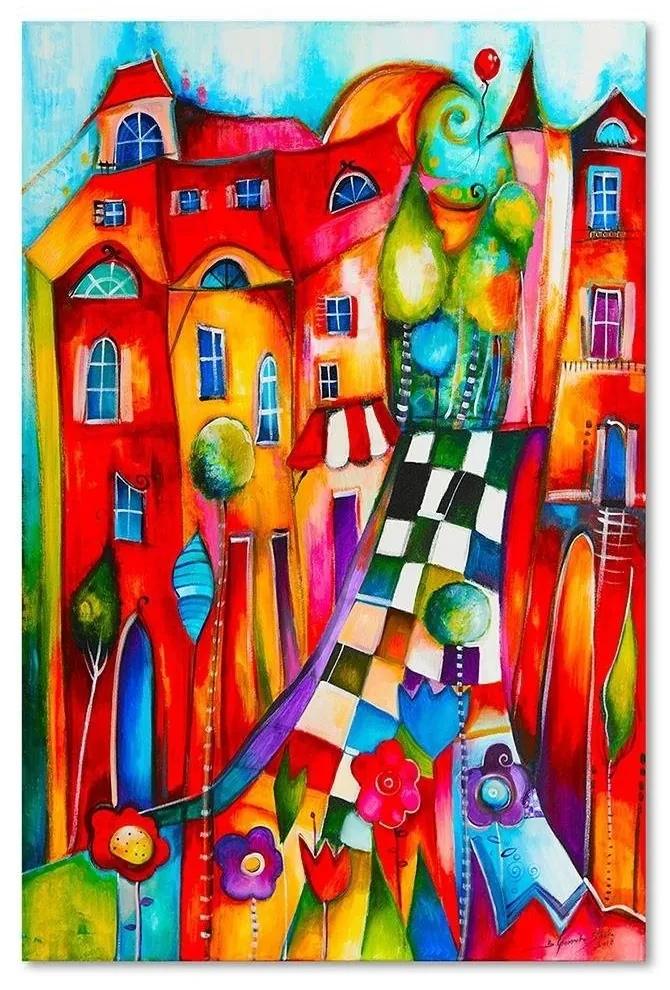 Obraz na plátně, Abstraktní barevné město - 80x120 cm