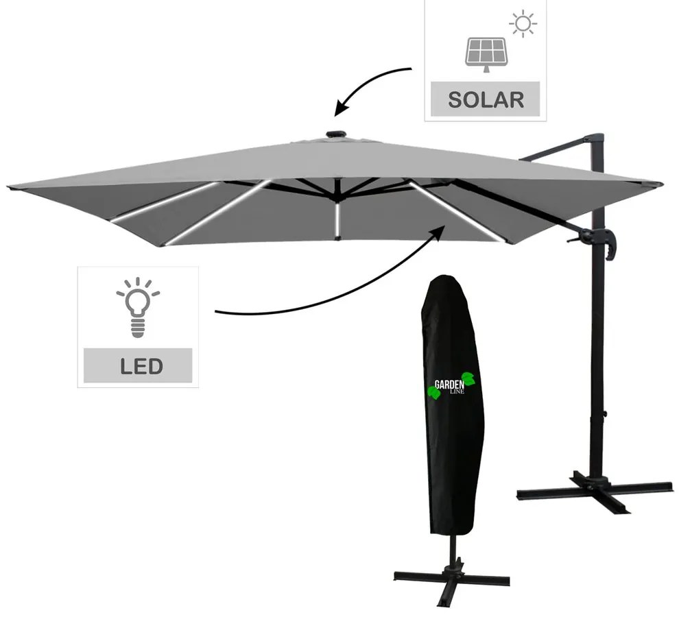 Chomik Slnečník Roma 300 cm + LED osvetlenie - béžová