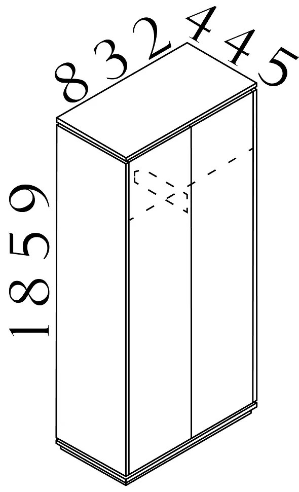 Vysoká šatníková skriňa Creator 83,2 x 44,5 x 185,9 cm, biela / antracit