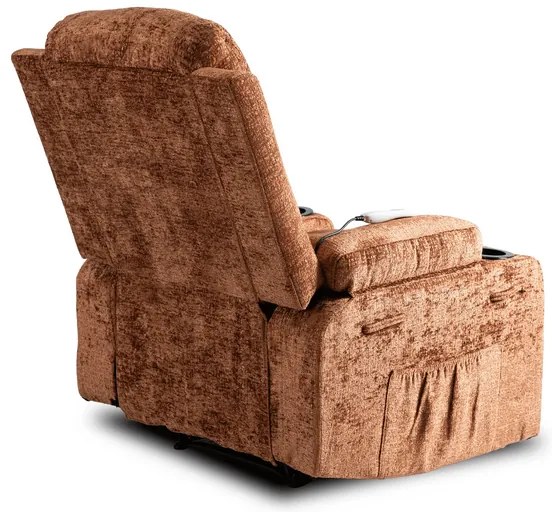 Masážne polohovateľné kreslo ARIEN hnedý zamat - vintino.sk