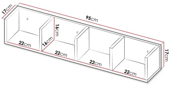 Nástenná polica LOTIKO 17x95 cm biela