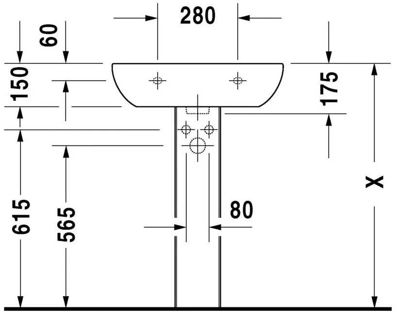 DURAVIT D-Code závesné umývadlo s otvorom, s prepadom, 600 mm x 460 mm, 23106000002