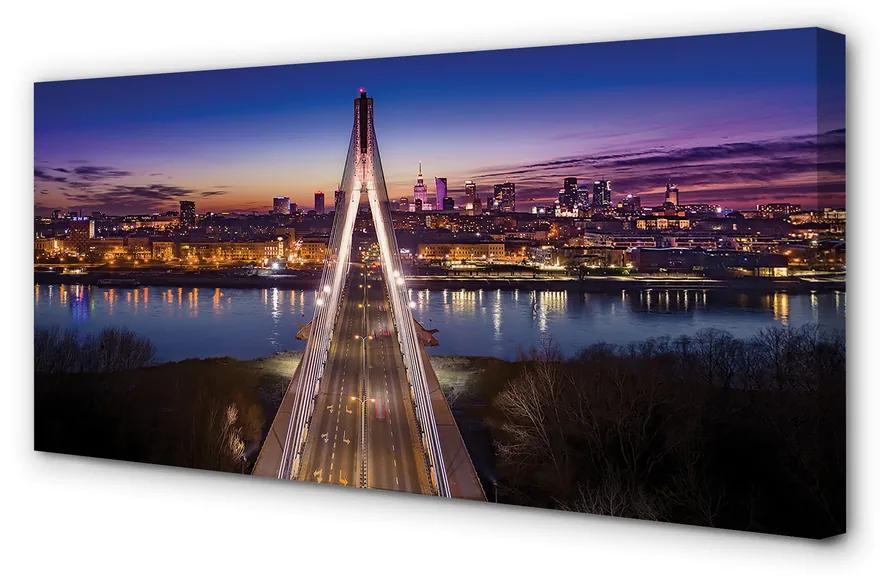 Obraz na plátne Warsaw panorama riečny most 140x70 cm
