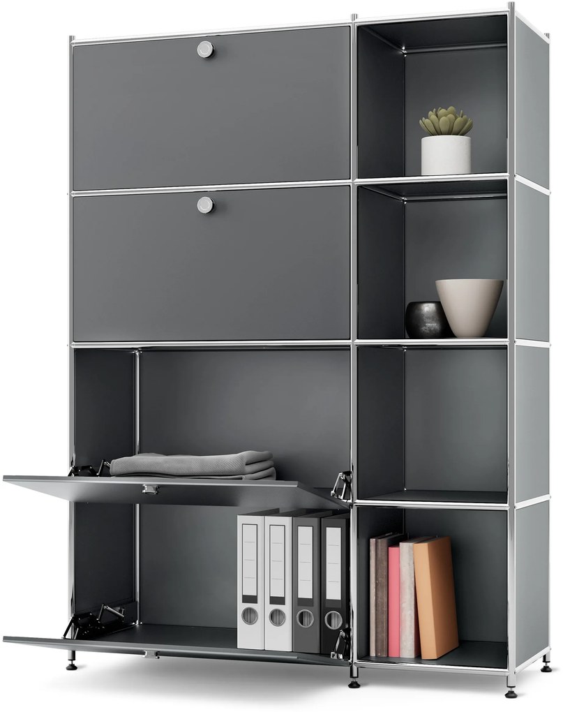 Kovová skrinka »CN3« so 4 výklopnými priečinkami, sivá