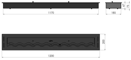 InFire - Vstavaný BIO krb 7,5x120 cm 7kW čierna
