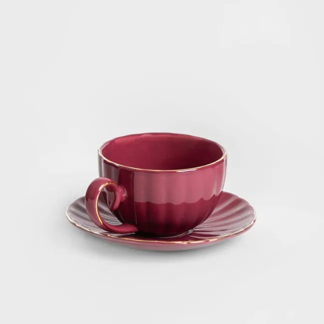 Šálka MINA s podšálkou, bordová 730627 250 ml