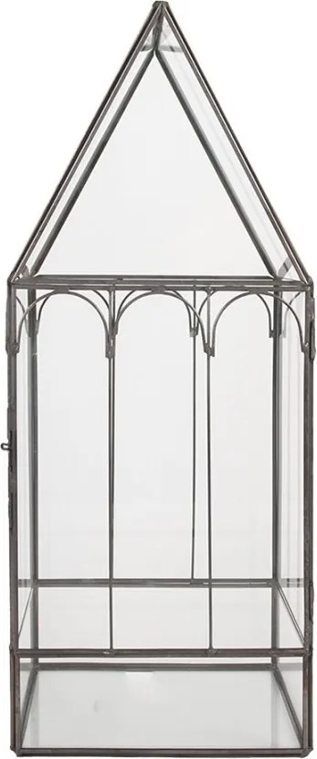 Mosadzný antik dekoračný skleník/ vitrína Cloelia - 15*15*38 cm
