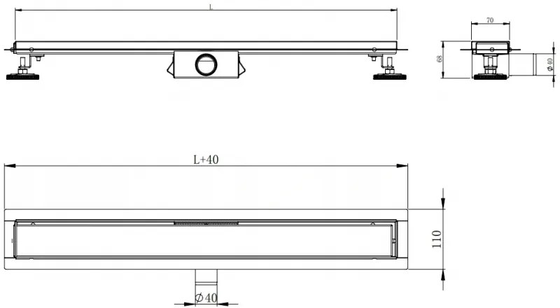 Mexen Flat M18 odtokový žľab 90 cm čierna - 1723090-15 - MEXEN