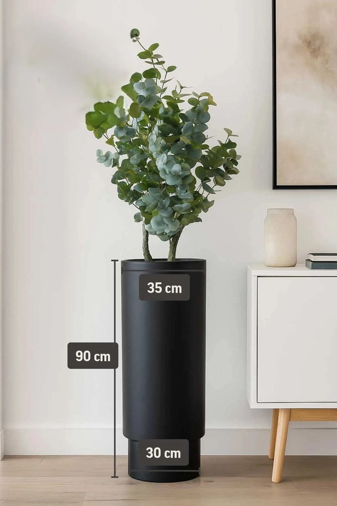 Kvetináč ESCADA, sklolaminát, výška 90 cm, čierna