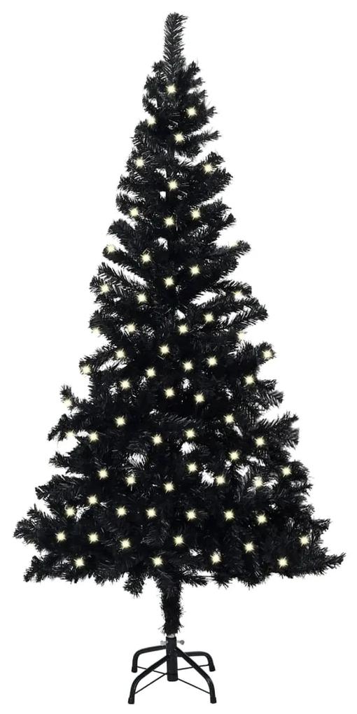 Umelý vianočný stromček s LED a podstavcom čierny 240 cm PVC 3077420