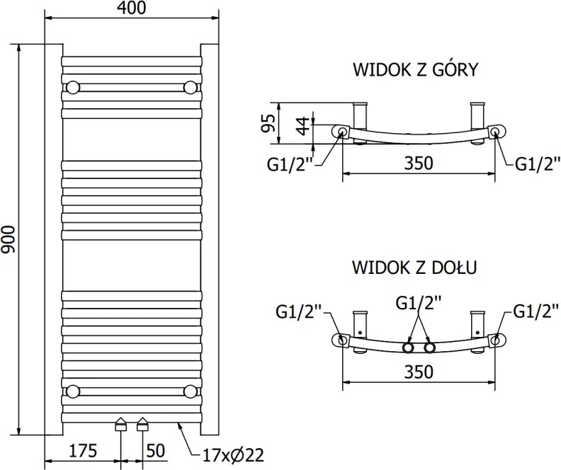 Mexen Ares, vykurovacie teleso 900 x 400 mm, 312 W, biela, W102-0900-400-00-20