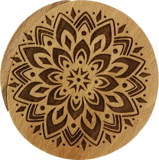 AMADEA Drevená krabička guľatá mandala, masívne drevo, 8 cm, český výrobok