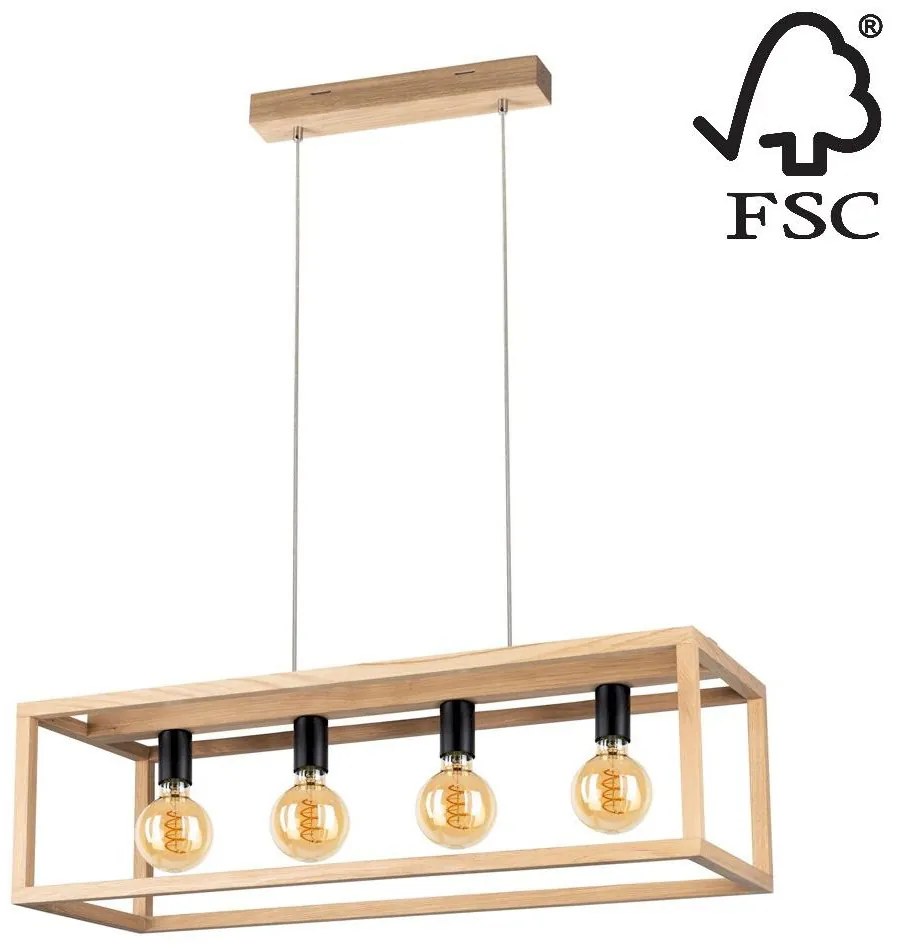 Spot-Light 61590474 - Luster na lanku KAGO 4xE27/60W/230V matný dub