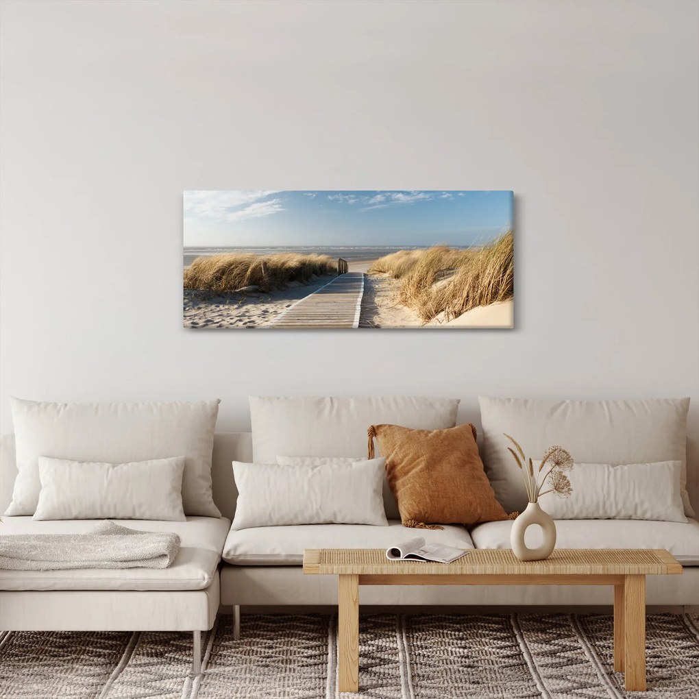 Obraz - Piesočná pláž na ostrove Langeoog, Nemecko (120x50 cm)