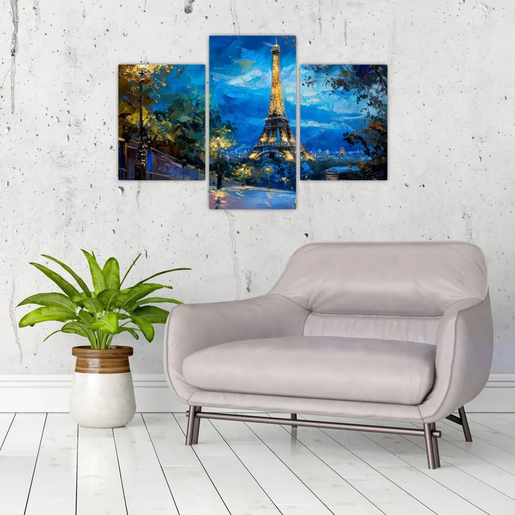 Obraz - Olejomaľba Eiffelovej veže (90x60 cm)