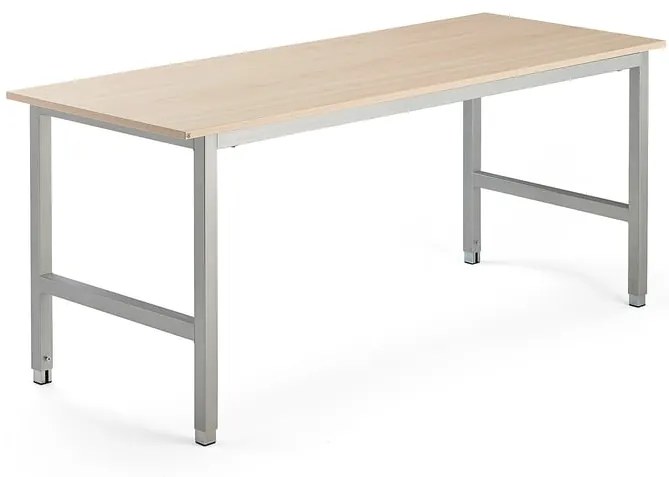 Pracovný stôl OPTION, 1800x700x720-900 mm, breza, strieborná