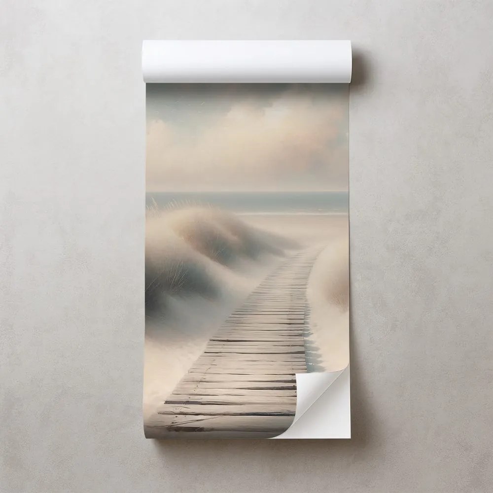 Samolepiaca tapeta piesková pláž s drevenou cestou