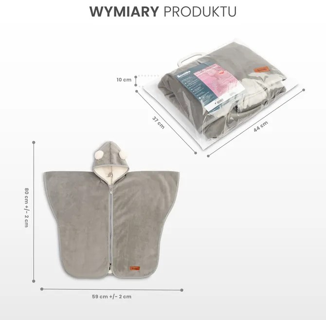 SENSILLO Pončo do autosedačky GREY PLUSH