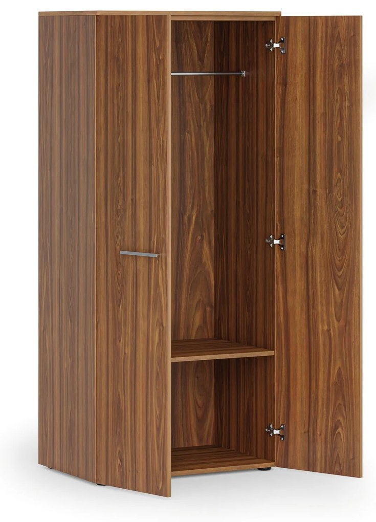 Kancelárska šatníková skriňa PRIMO WOOD, 1 polica, šatníková tyč, 800 x 500 x 1781 mm, orech