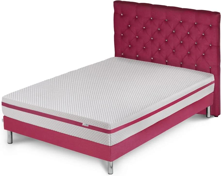 Ružová posteľ s matracom Stella Cadente Pluton Forme, 140 × 200 cm