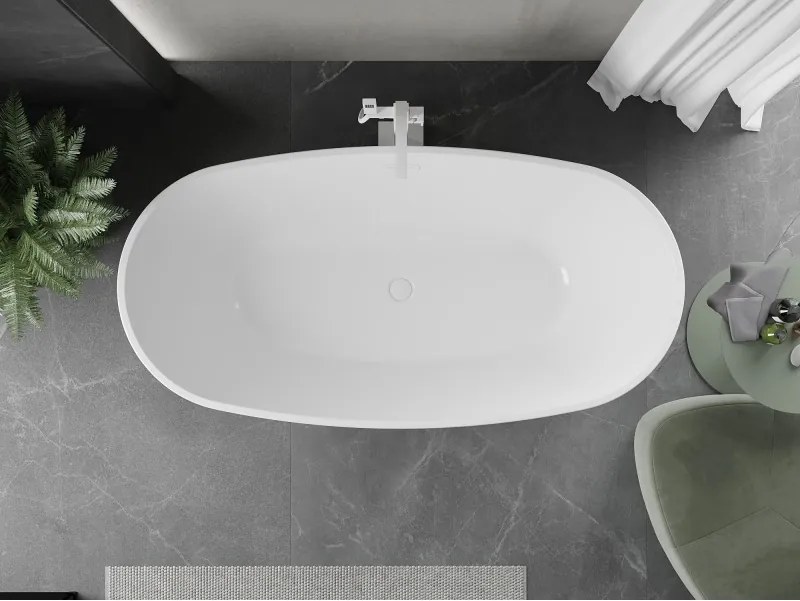 Mexen Eris, voľne stojaca vaňa 155 x 80 cm, biela, biely prepad, 53441558000-20