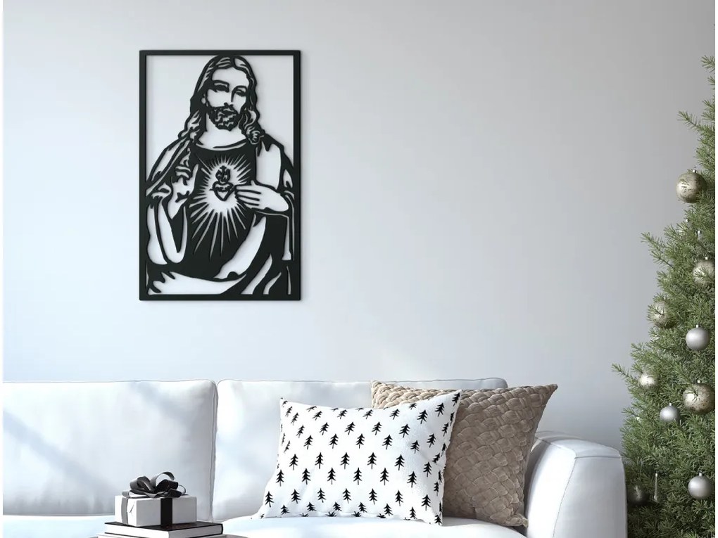 drevko Drevený obraz Srdce Ježišovo Rozmer obrazu: 44,5 x 28,5 cm, Farba dekorácie: Čierna