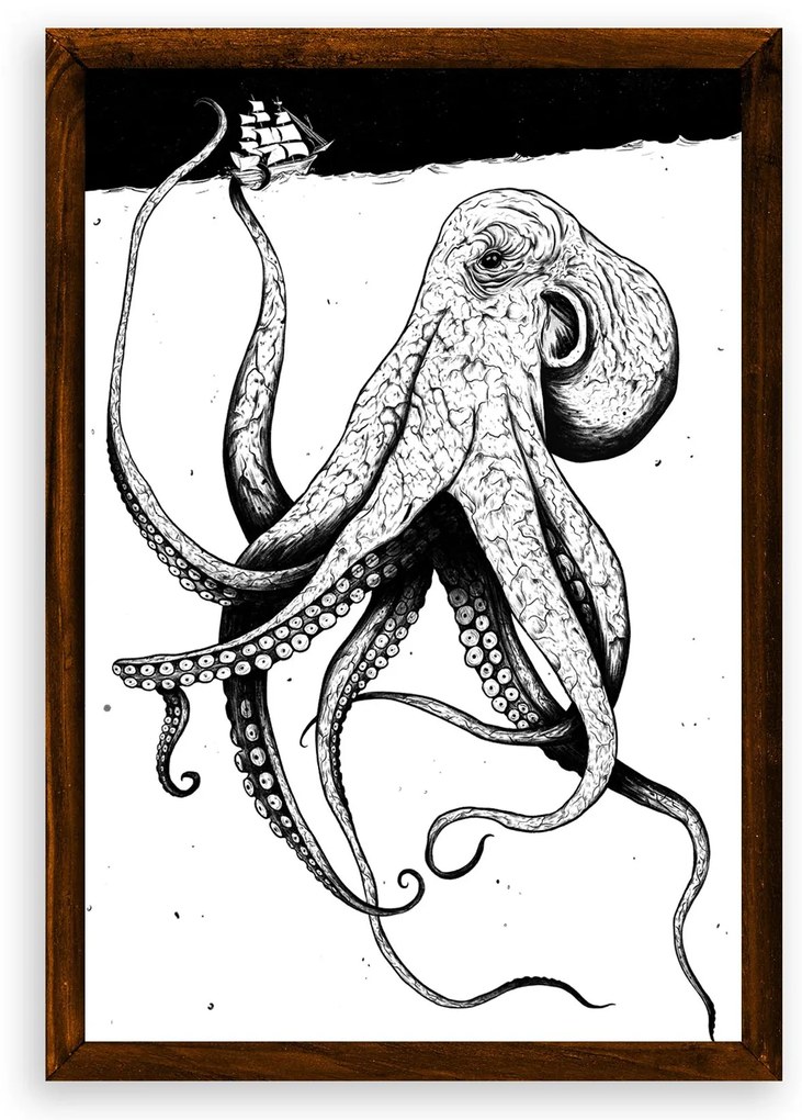 Poster Kraken - Poster A3 + čierny rám (46,8€)