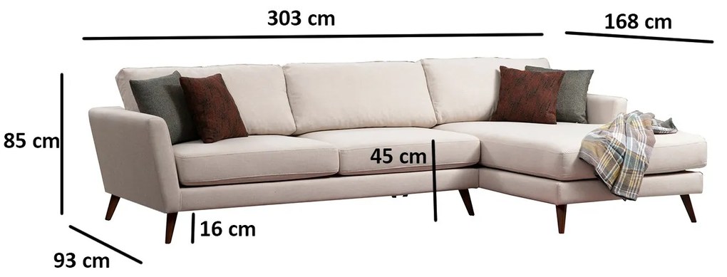 Rohová sedačka Mayernat (P) (béžová + hnedá). Akcia -19%. Vlastná spoľahlivá doprava až k Vám domov. 1072252