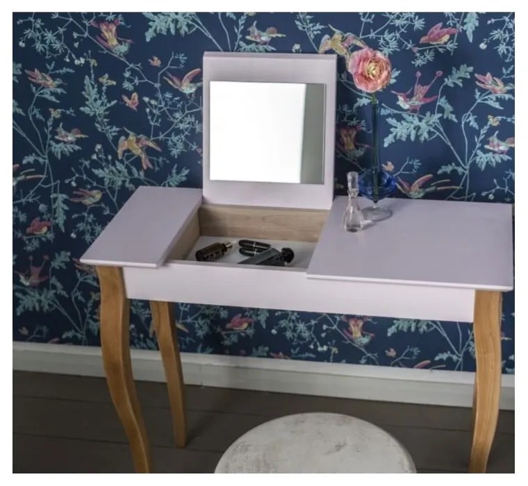 Biely toaletný stolík so zrkadlom Ragaba Dressing Table, dĺžka 85 cm