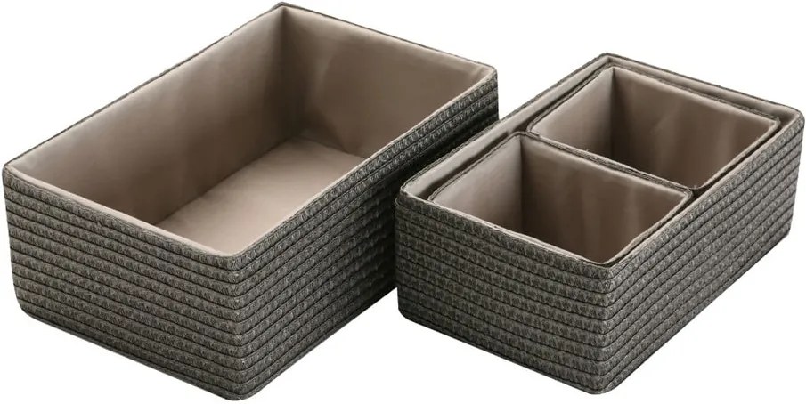 Set 4 úložných košíkov Versa Gray Rectangular