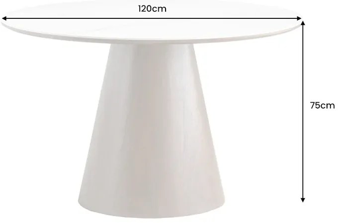 Jedálenský stôl UNIQUE 120 cm okrúhly, orechové drevo, dyhovaná keramika, doska z bieleho mramoru