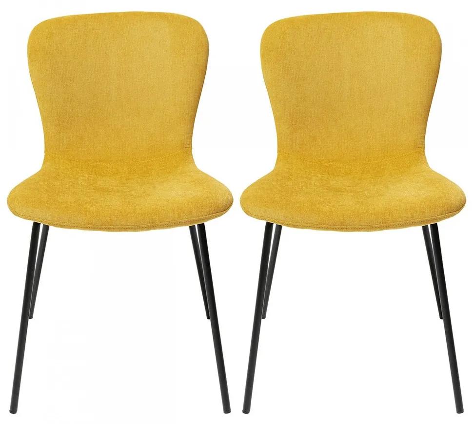 Žltá čalúnená jedálenská stolička Frida / set 2 ks KARE DESIGN