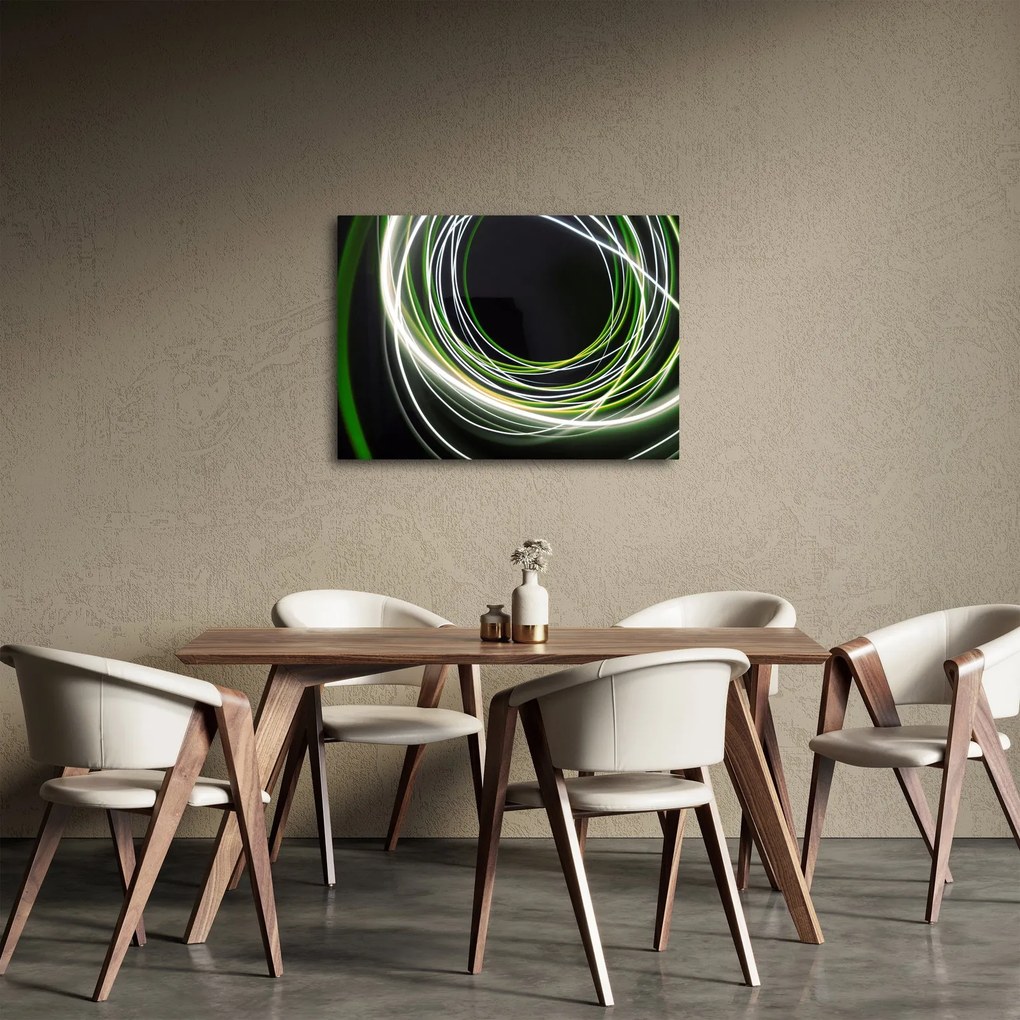 Obraz zelených čiar (70x50 cm)
