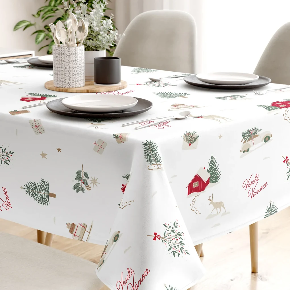 Goldea vianočný hranatý obrus 100% bavlnené plátno - české vianoce 50 x 100 cm