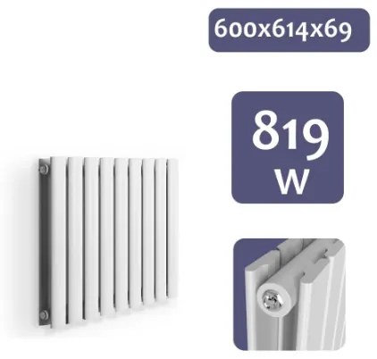 Aquamarin Horizontálny radiátor - 819 W - 600 x 614 x 69 mm