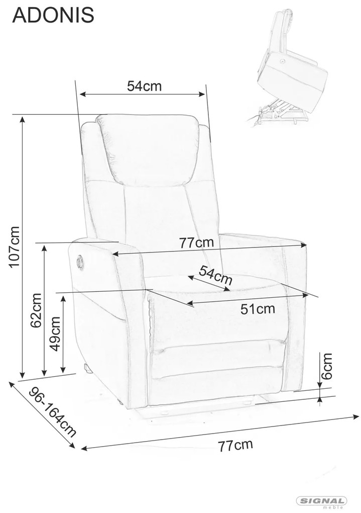 Elektrické polohovací křeslo Adonis Velvet tmavě béžové