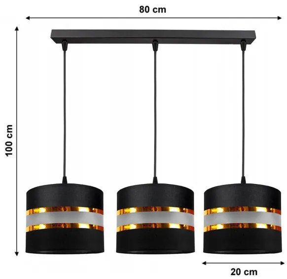 Luster na lanku CORAL 3xE27/60W/230V čierna