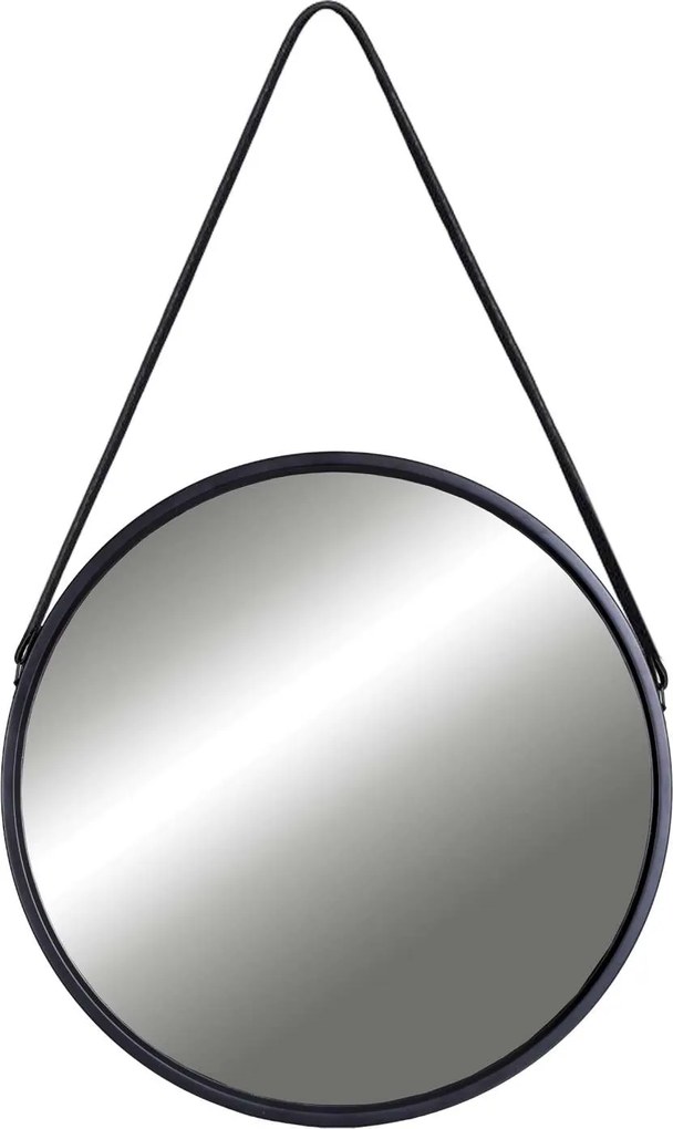 Čierne závesné okrúhle zrkadlo MIRAGE 50 cm
