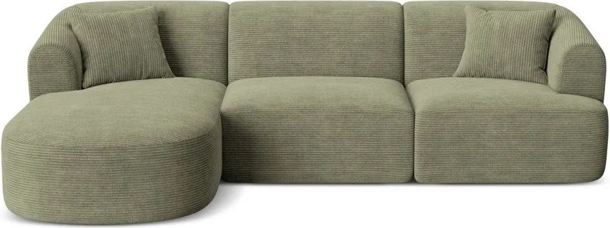 Zelená menčestrová rohová pohovka (ľavý roh/s leňoškou) Campi – Cosmopolitan Design