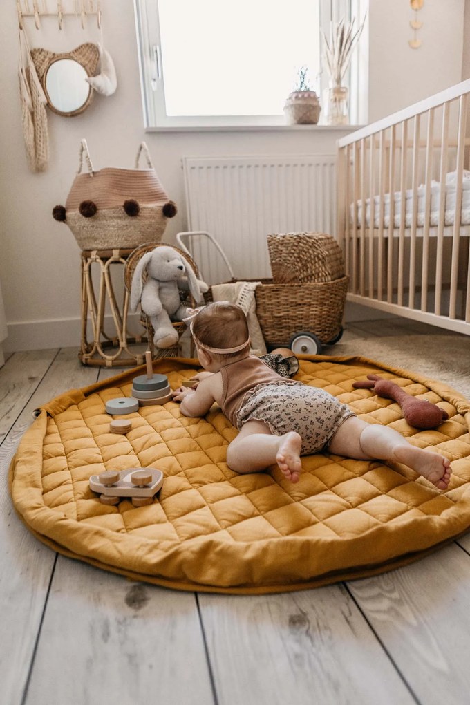 PLAY&GO BABY Organic Hracia podložka / Vak na hračky / Taška - Hořčicová