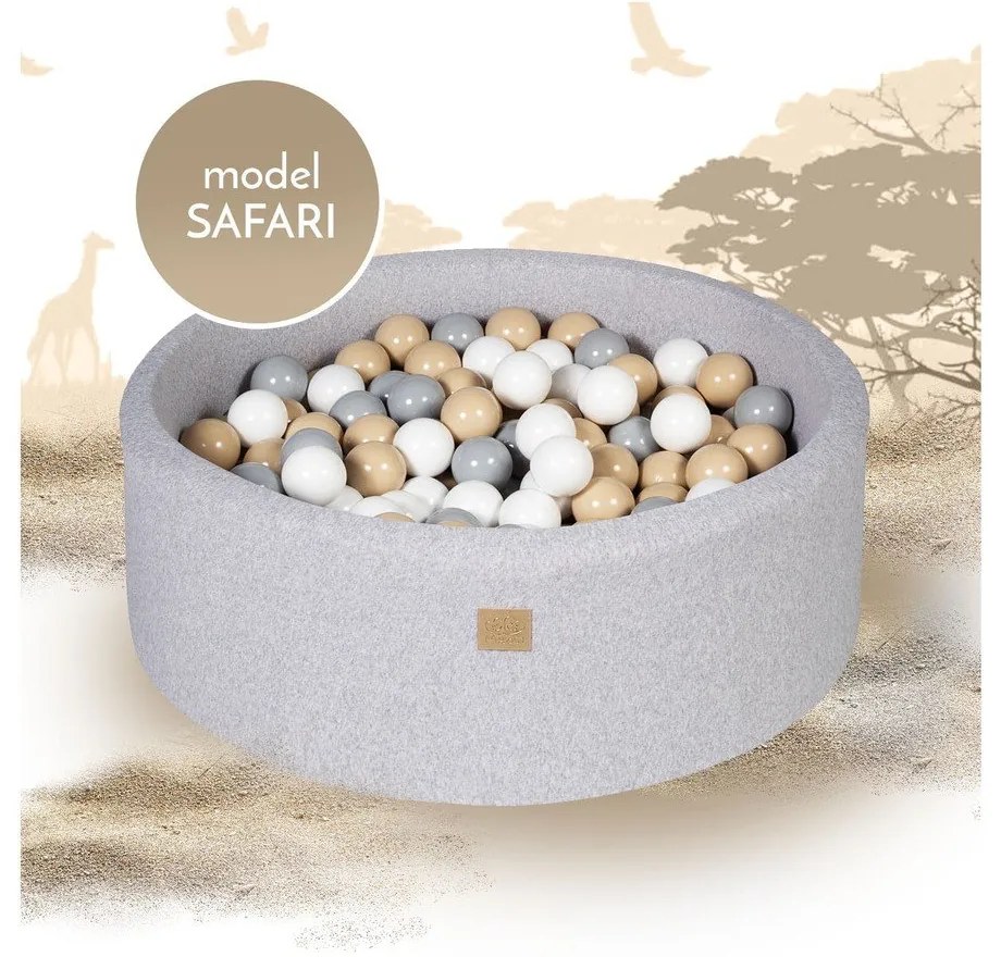 Sivý menčestrový bazénik s loptičkami ø 90x30 cm Montessori – Meowbaby