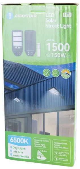 Aigostar - LED Solárna pouličná lampa so senzorom LED/150W/3,2V+ DO
