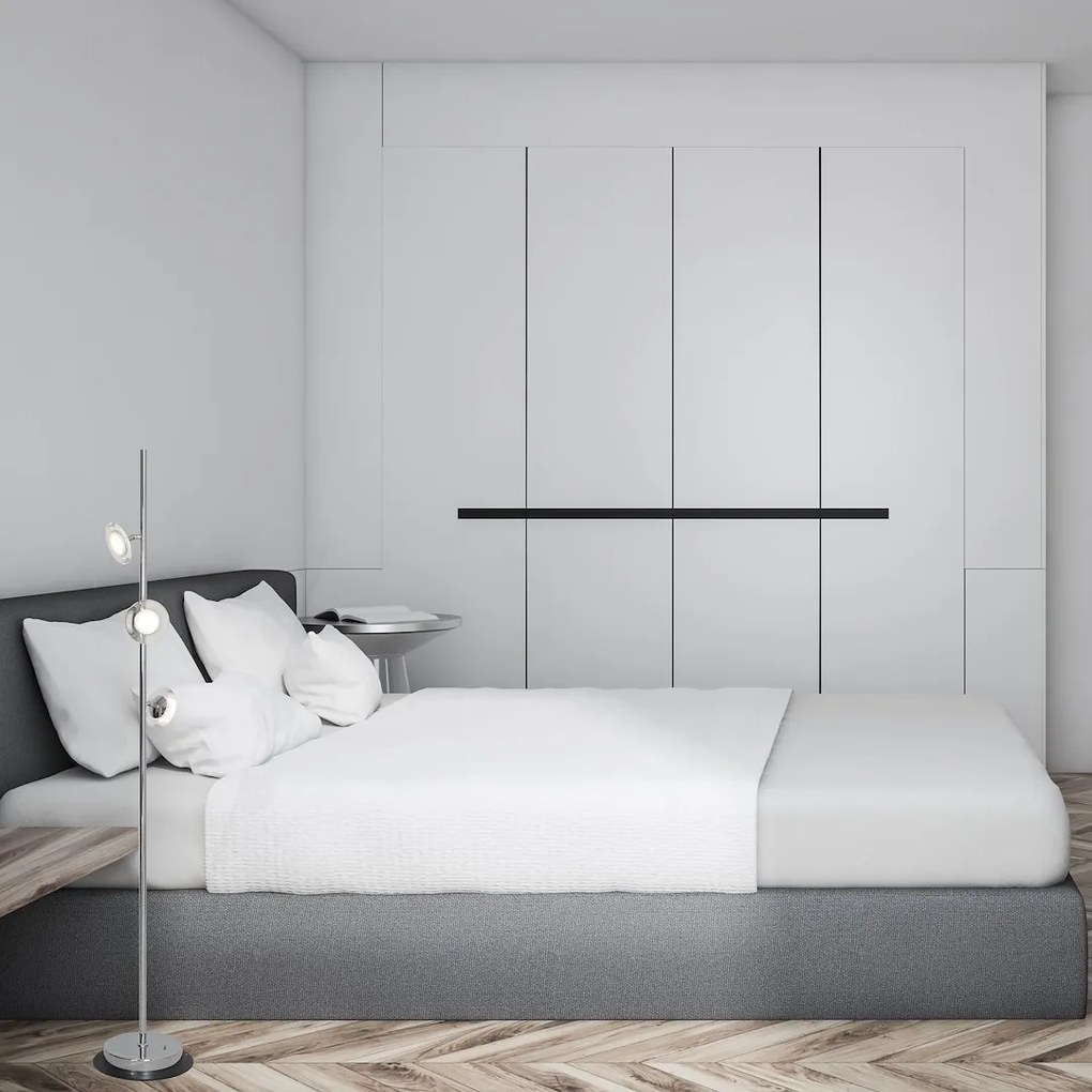 Stojacia lampa Ellipse, 3x chrómové kovové tienidlo, ch