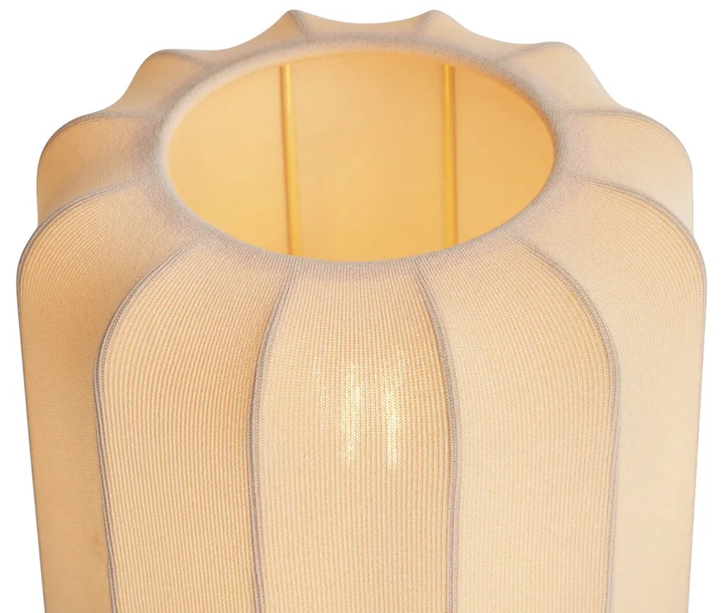 Japandi stolná lampa zlatá s béžovým tienidlom - Pluni