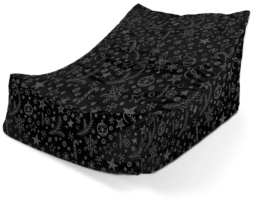 Sablio Sedací vak Lounge Vianoce na čiernej - 80 x 95 x 50 cm