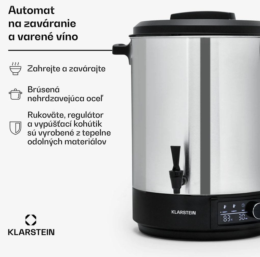 Klarstein Abbey 40, zavárací hrniec, dávkovač nápojov, 40 l, 100 °C, 180 min, nehrdzavejúca oceľ
